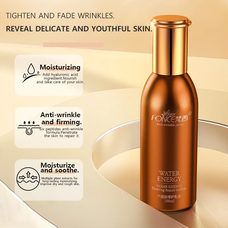 5PCS FONCE Hexapeptide Firming Anti-aging Beauty Set Contains Facial Cleanser Serum Toner Anti-Wrinkle Cream Women Face Care Kit