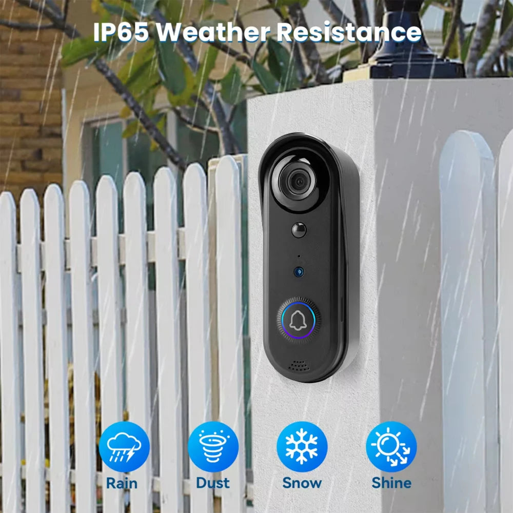 1080P FHD Wireless WiFi Battery Video Doorbell Camera with Chime, Human Detection, Real-time Alert, 2-way Audio, IP65 Waterproof
