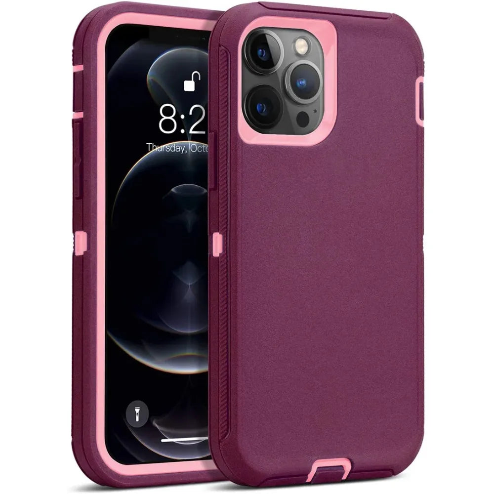 Shockproof Case for iPhone 16 15 14 13 12 11 ProMax Plus Military-Grade Heavy Duty Slim Silicone Cover Soft TPU Bumper 2-Pack