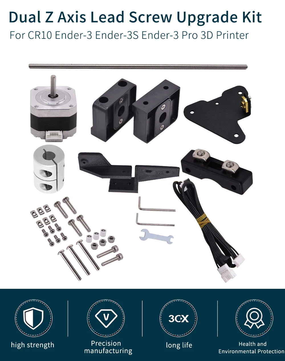 Creativity Dual Z Axis Upgrade Kit with Lead Screw 42-34 Stepper Motor for Ender3 CR10 3d Printer Parts for Ender 3 Pro/V2 CR10S