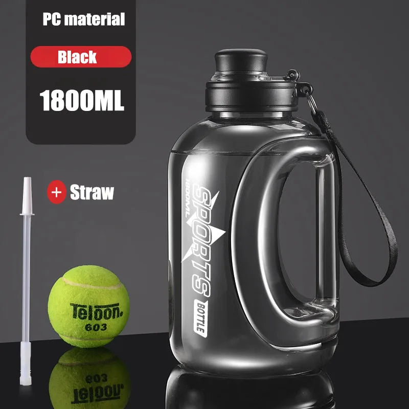 1.8L/2.8L Large Capacity Sport Water Bottle Men's Fitn Cup with Straw Portable Outdoor Big Belly Cup Durable Water Jug for Men