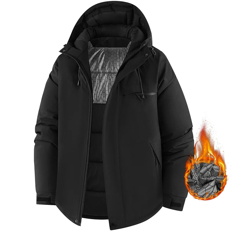Men's Jacket Stand Collar Stamp Mens Parka Winter New Down Jacket Fleece Warm Jackets Men Business Leisure Coat Baseball Coats