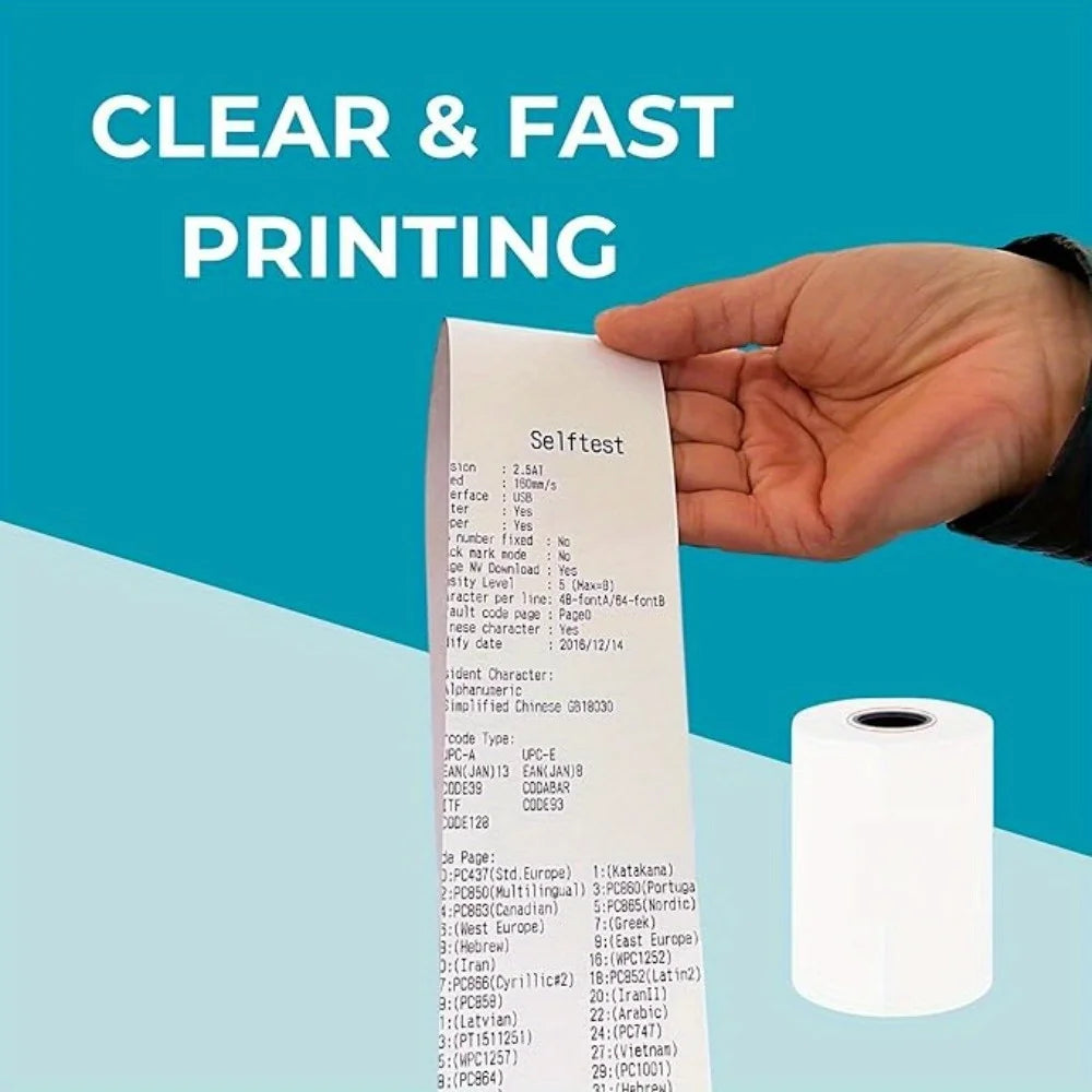 57x40mm Cash Register Thermal Paper 10 Rolls Compatible POS Credit Card Machine Catering Takeout Kitchen Queue Receipt Printing