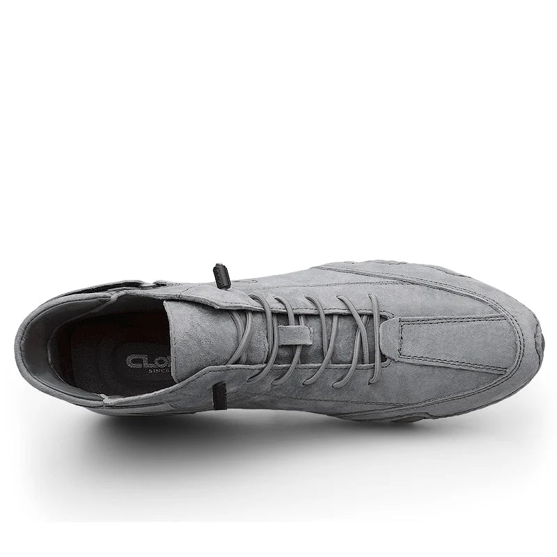 CLOHOO Men's Casual Ankle Boots Lace Up Walking Lightweight Comfortable Sneakers Motorcycle Outdoor Winter Warm Fashion Shoes