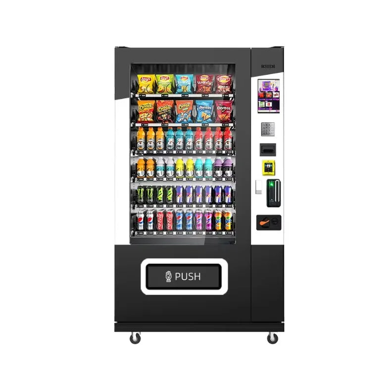 Vending Machine for Foods and Drinks 10 Inch Touch Screen Supports Card Cash and Coin Payment Popular in Europe and America