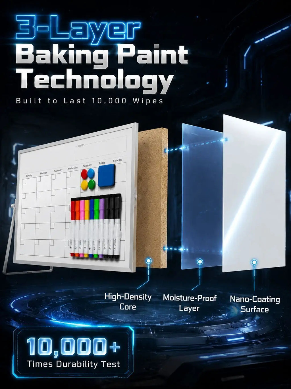 Home use calendar drawing board planner board double-sided whiteboard folding stand type magnetic for teaching office