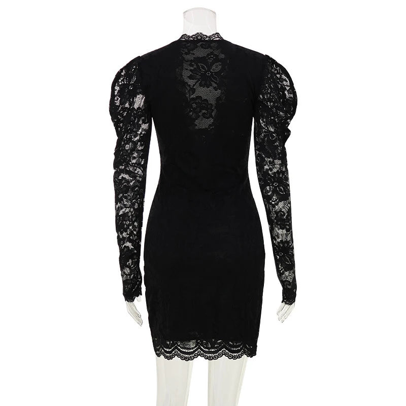 V Neck Halter Lace Mini Dress Women Fashion Waist Cinched A Line Robe Backless Sleeveless Short Vestidos Summer Lady Dresses