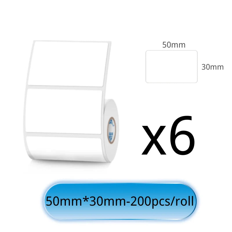 SINMARK White Sticker 3/6/10 Rolls Waterproof Paper Adhesive Label Anti-Oil Use for SK58/SK20/SK35 Mini Thermal Printer Tape