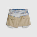 Foreign trade Spain original single color collision splicing denim asymmetrical design short skirt fashion