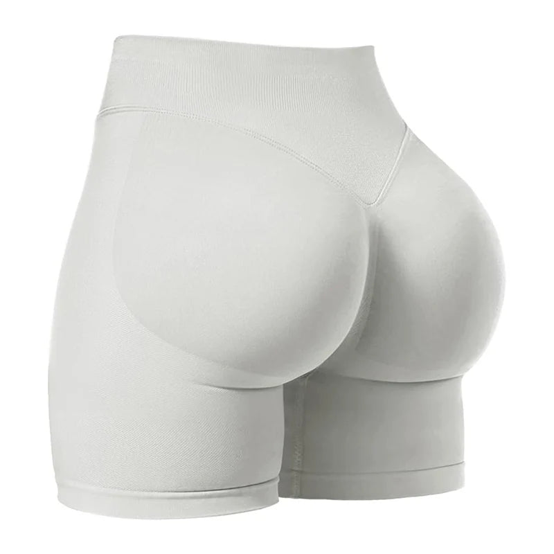 Gym Shorts Women Fitness Sports Biker Shorts 4.5" Low Ribbed Band Yoga Shorts Workout Scrunch Butt Seamless Leggings