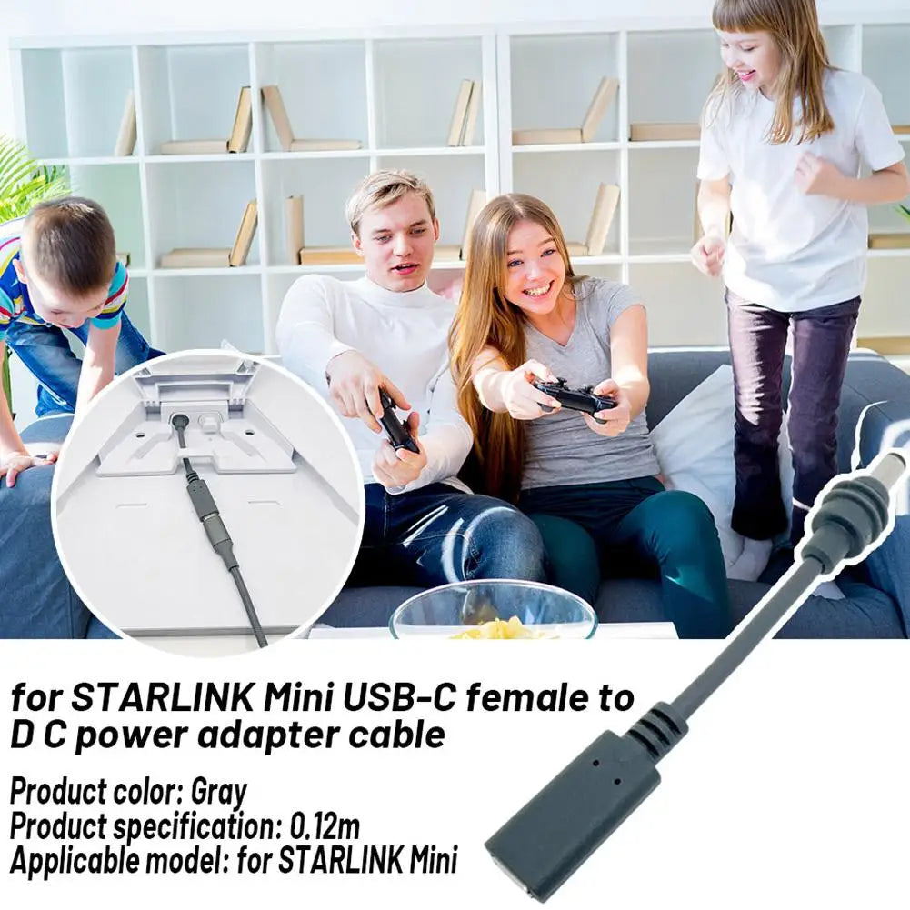 For Starlink Mini USBC Female To DC Power Adapter 12cm Waterproof Cable DC Plug For Starlink Mini For Outdoor Use Safe High Qual