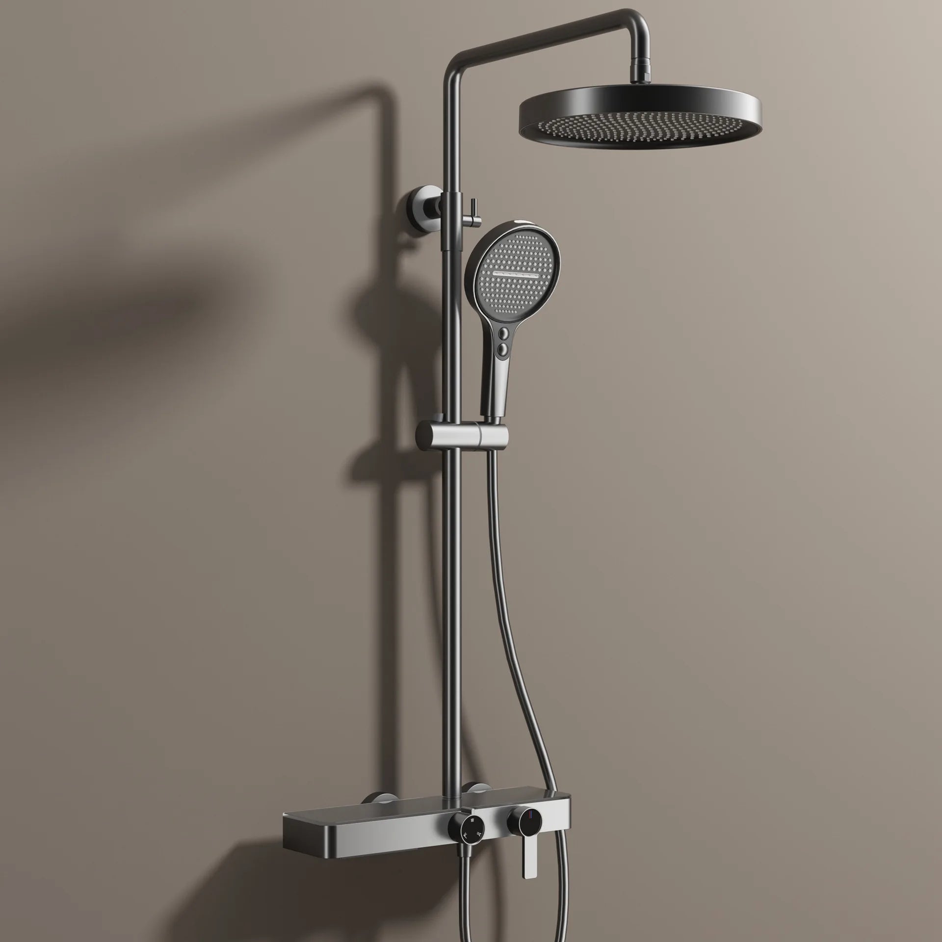 Orange Piano Bathroom Shower Set Waterfall Bathroom Mixer Faucets Rainfall Shower Head Hot Cold Piano Bathroom Shower System