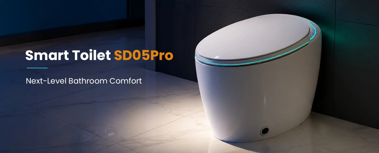 Sanyipace Smart Toilet Seat and Bidet with Smart Control 1000g MaP Powerful Flush Intelligent Toilet One Touch Flush Warm Water Feminine Rear Oscillating Wash Auto Nozzle Cleaning Toilet