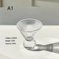 Retro Gem Pattern High Stem Glass Cup Nordic Pure Color Universal Drinkware For Ice Coffee Juice Bubble Water