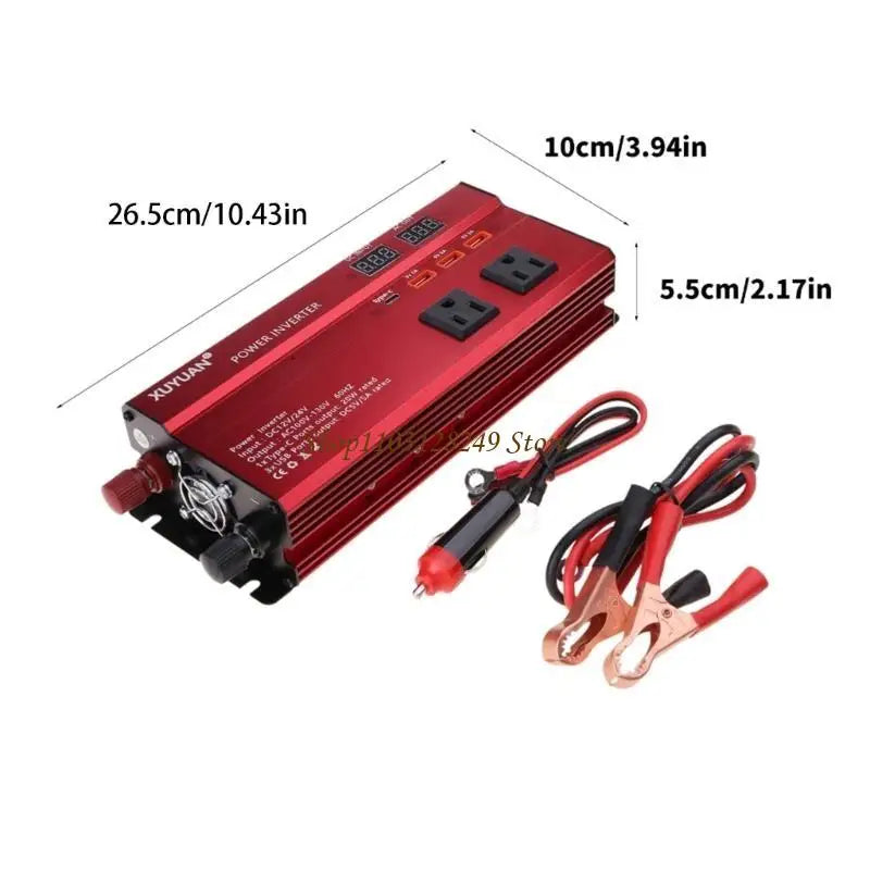 N5KD Solar Power Inverter Sine Wavy LED 4 USB DC12 To AC110V/220V Convert