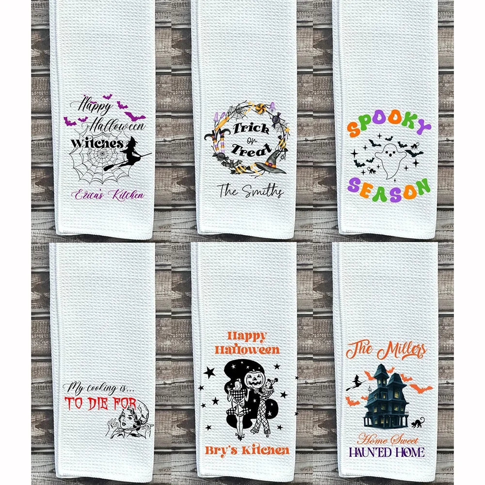 Custom 1Pcs Halloween Theme Dish Towel Tea Towel Halloween Kitchen Decor Fall Gift for Mom Dish Towel Party Table Accessories