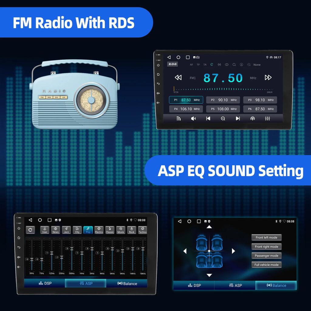 ESSGOO 9Inch 2 DIN Car Stereo Radio Wirless Carplay Android Auto Car Stereo Bluetooth 64G GPS Navigation RDS WiFi USB FM DAB+CAM
