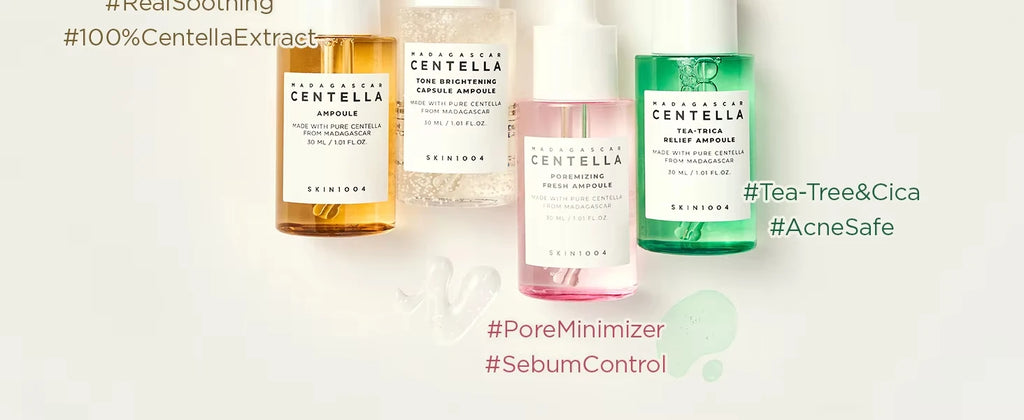 4-Piece Set SKIN1004 Madagascar Centella Ampoule Kit 30ML Soothing Calming Serum Collection for Sensitive & Acne-Prone Skin