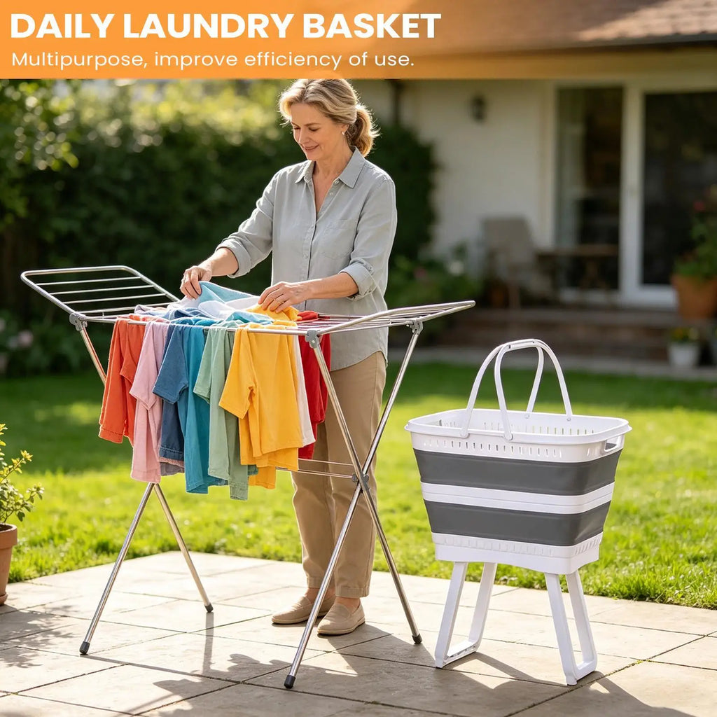 Dirty Clothes Basket 26L Large Foldable Elevated Organizer Clothes Basket Hampers For Bedroom For Home Bathroom Bedroom Kitchen