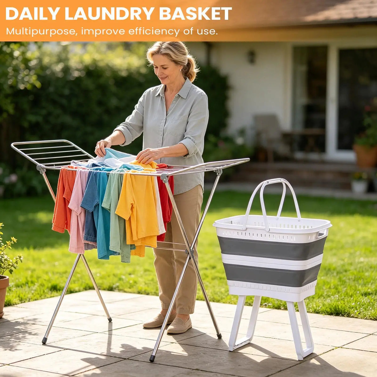 Dirty Clothes Basket 26L Large Foldable Elevated Organizer Clothes Basket Hampers For Bedroom For Home Bathroom Bedroom Kitchen
