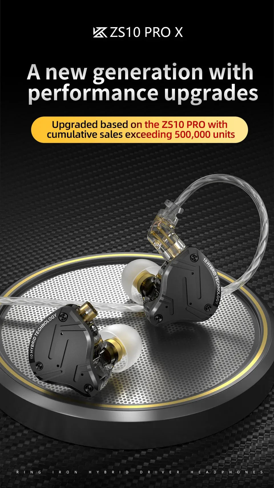 KZ ZS10 PRO X Metal Headset Hybrid drivers HIFI Bass Earbuds In-Ear Monitor Noise Cancelling Earphones ZS10PROX