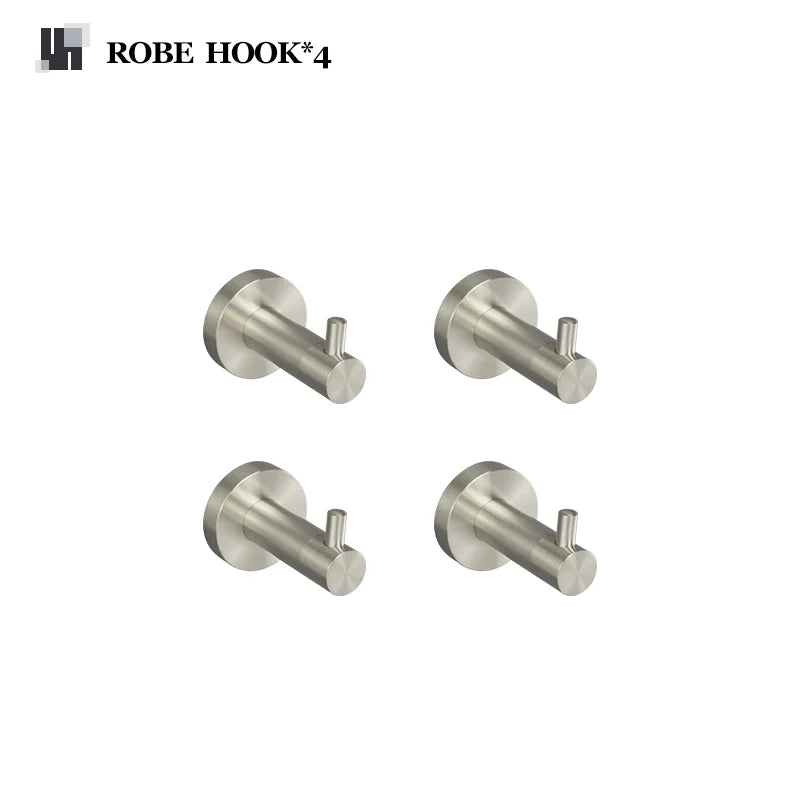 Brushed Nickel Wall Mount Stainless Steel Bathroom Hardware Set Towel Bar Towel Ring Paper Holder Robe Hook Bathroom Accessories