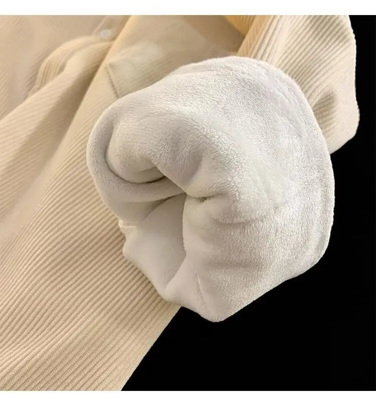 Corduroy Long Sleeve Shirt Jacket Men's Autumn Winter Thickened Casual Wear Resistant Embellished Standard Fit Youth Fashion