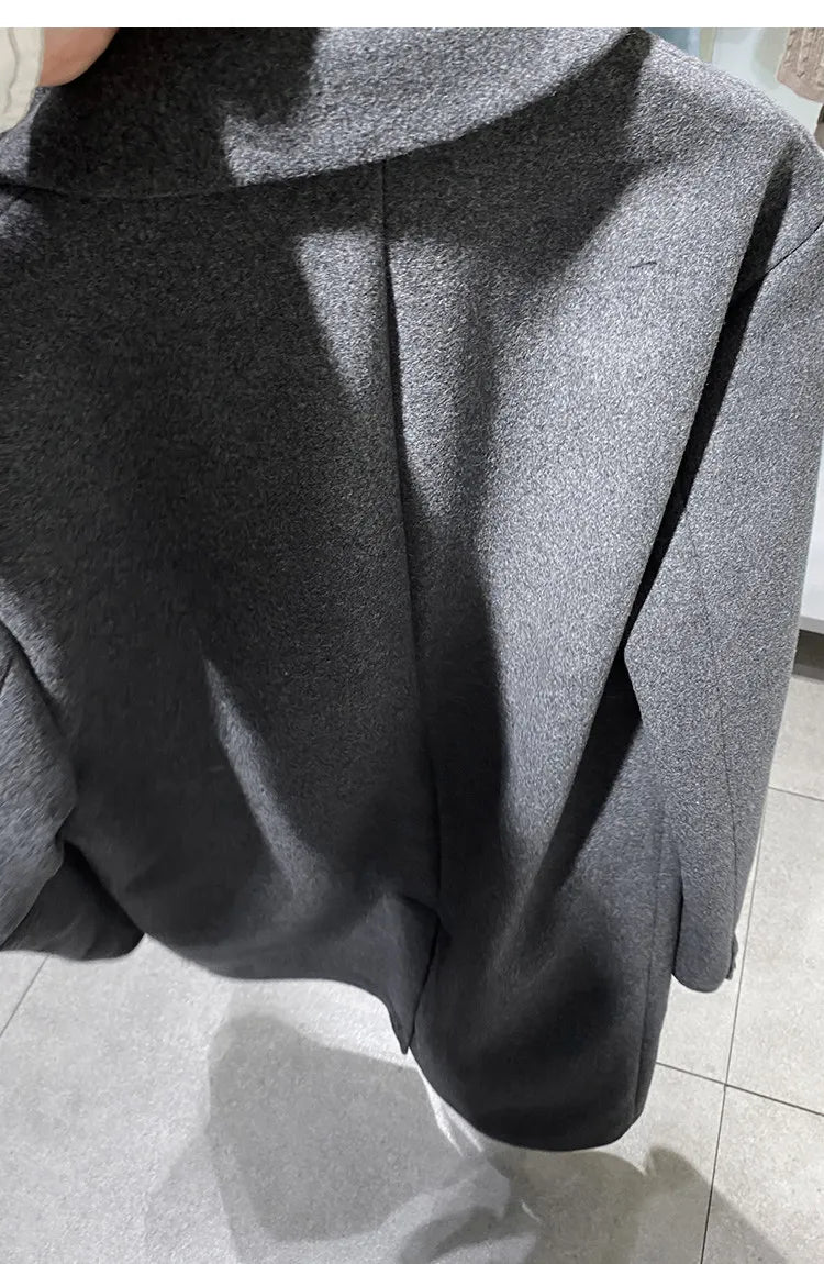 MAMELICCE Original design Mid-length woolen coat Wool-blend coat Classic business casual Autumn and winter trench coats Men coat