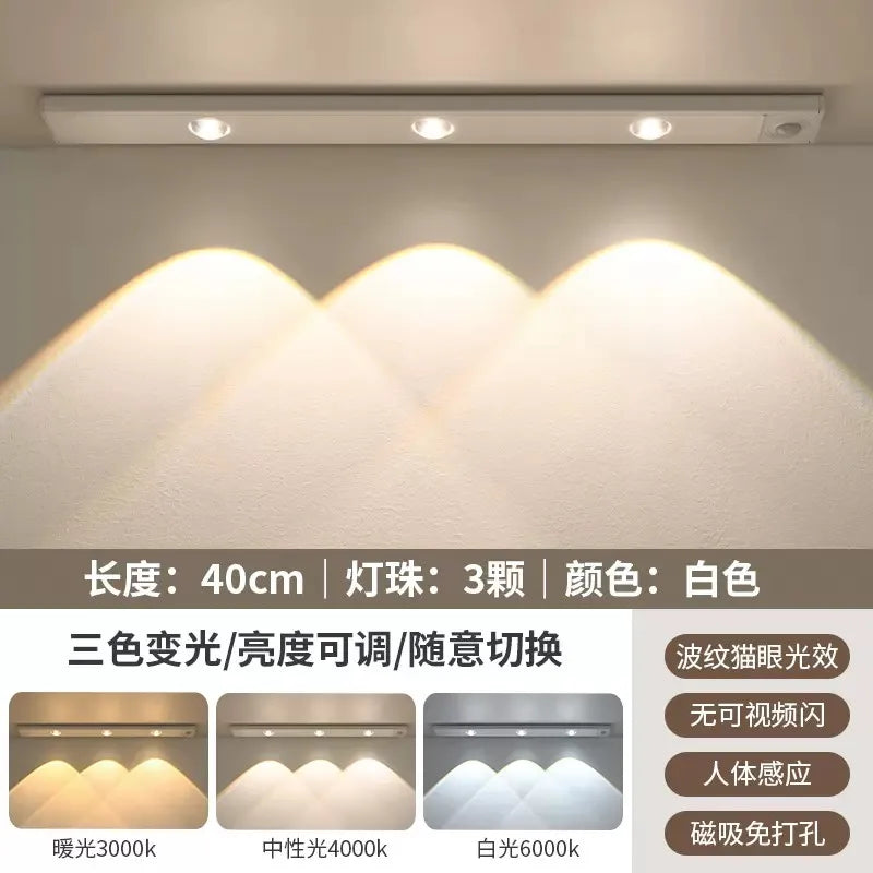 LED Motion Sensor Wireless Ultra Thin Night Light USB LED Wine Cooler Light For Kitchen Cabinet Bedroom Wardrobe Indoor Lighting