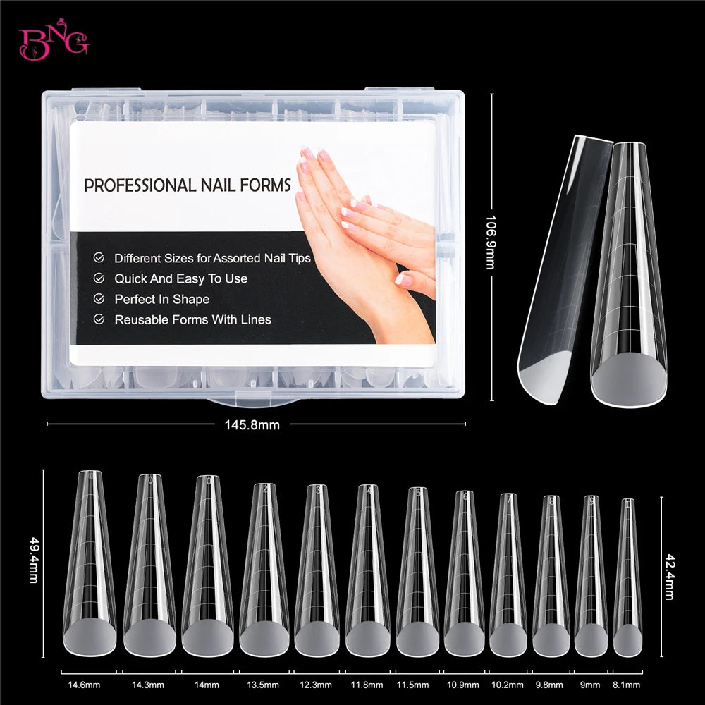 BNG Top Forms for Nails Dual Forms Nails Forms for Extension Full Cover Quick Building Gel Mold Tips Poly Nail Gel Mold