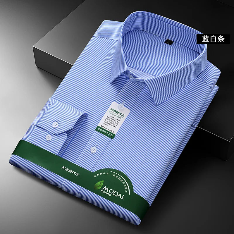 Quality Anti-Wrinkle Men Shirt Long Sleeves Dress Shirts For Men Slim Fit Camisa Social Business Blouse White Office Shirt S-5XL