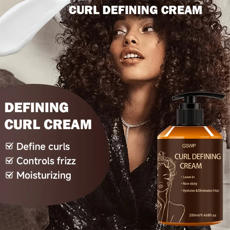 GSWP Moroccan Argan Oil Curl Cream, Bouncy Voluminous Curls, Rich Moisture Long Last Shaping Anti Humidity Frizz.280ML