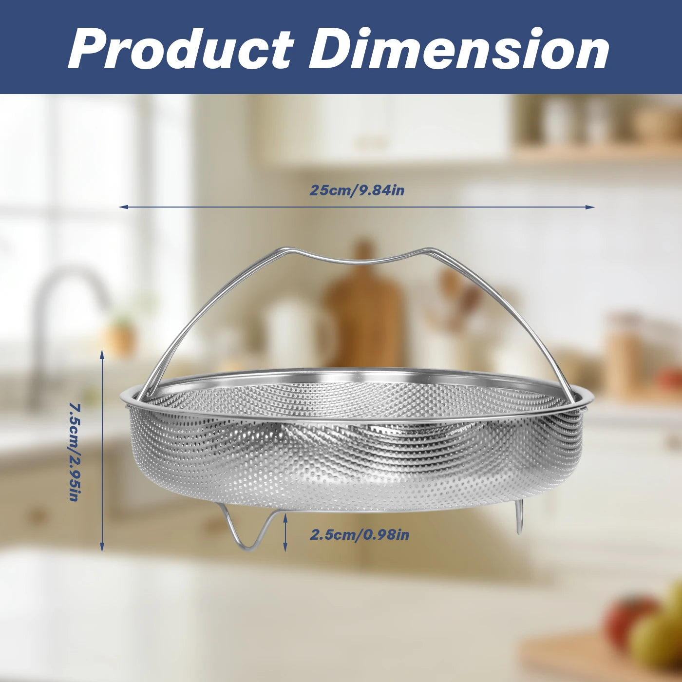 TastyWay Multi-function Stainless Steel Steaming Tray Drain Basket Durable Fruit Vegetable Drainage Basket Cooking Steaming
