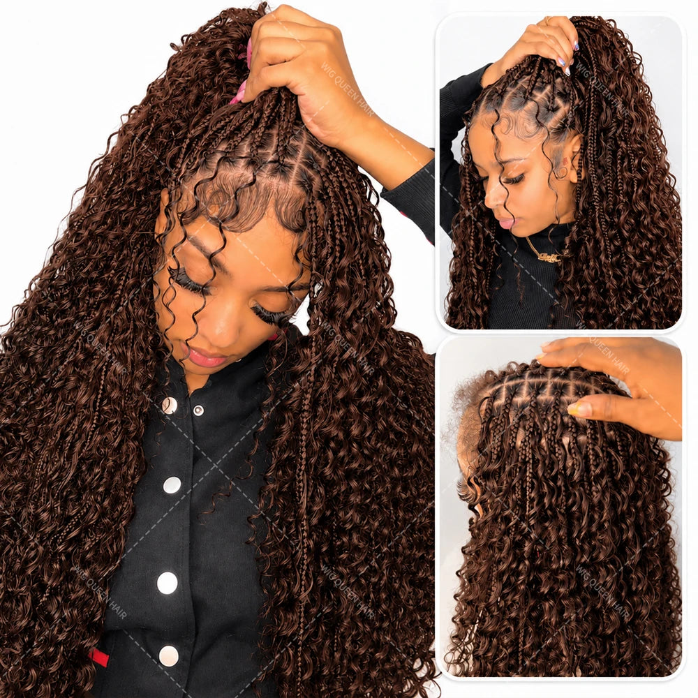 Brown Deep Wave Crochet Human Hair Extensions Miracle Knots Feather Crochet Pre Separated Remy Hair Soft Full Natural Look