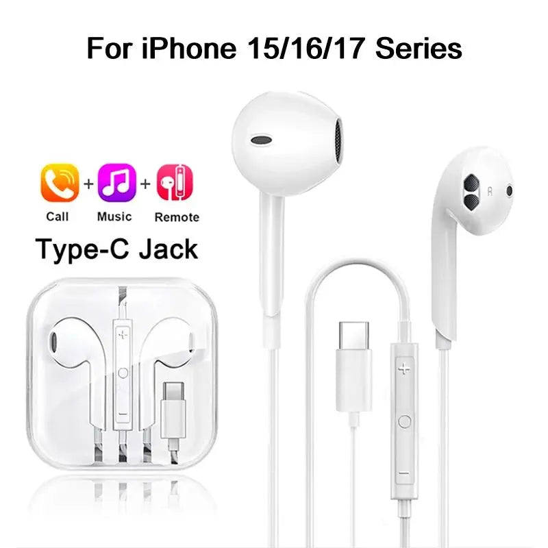 Original In-Ear Wired Earphones For iPad iPhone 17 12 13 14 15 16 Pro Max TypeC Headphones Laptops Tablet 3.5mm Earbuds