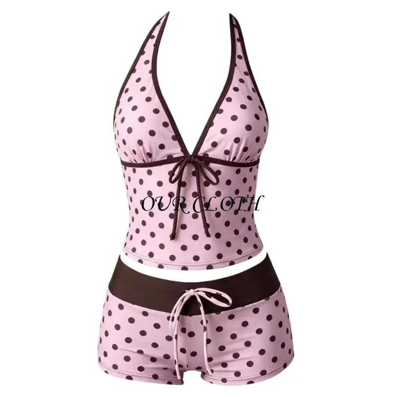 Womens 2 Pieces Set Tankini Swimsuits with Shorts Vintage Beach Swimsuit Swimwear Vacation Outfit Y1AC