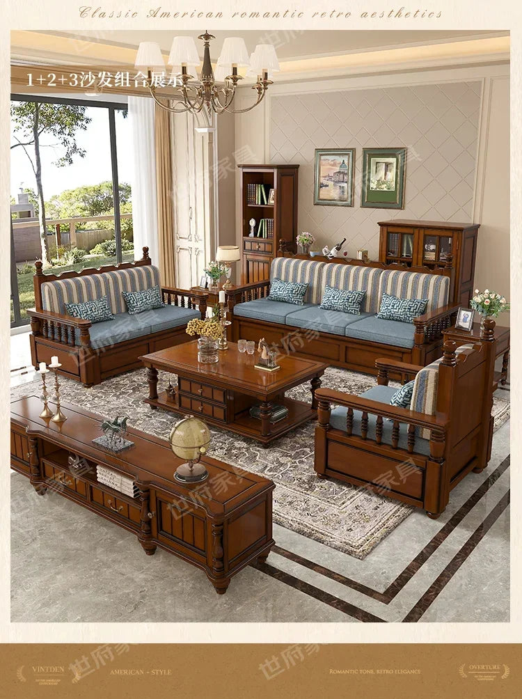 Solid wood sofa living room concubine combination small apartment dual-purpose storage