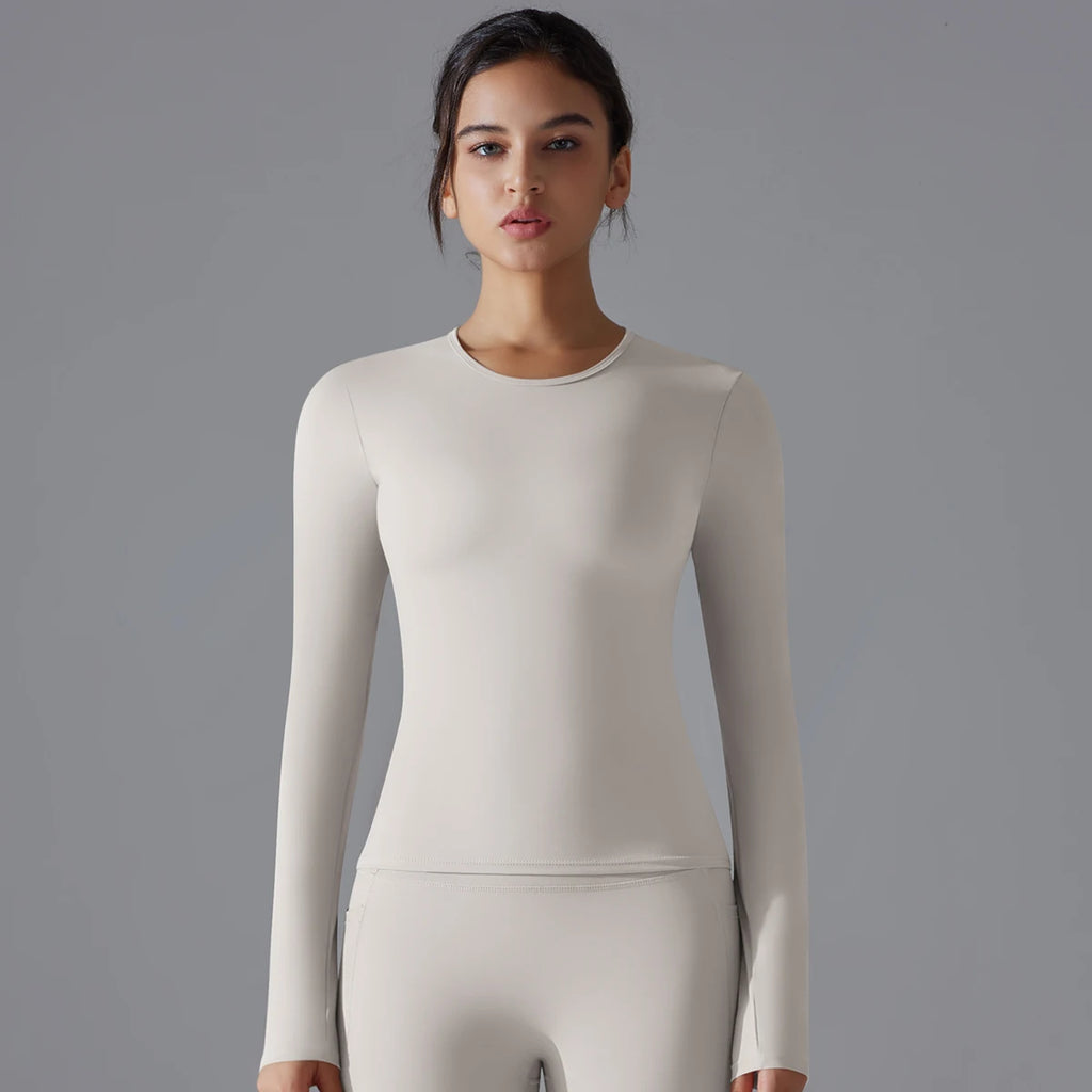 Yoga Shirts For Women Long Sleeve Winter Fitness Running Gym Clothes Workout Dry Fit Breathable High Elastic Sports Top
