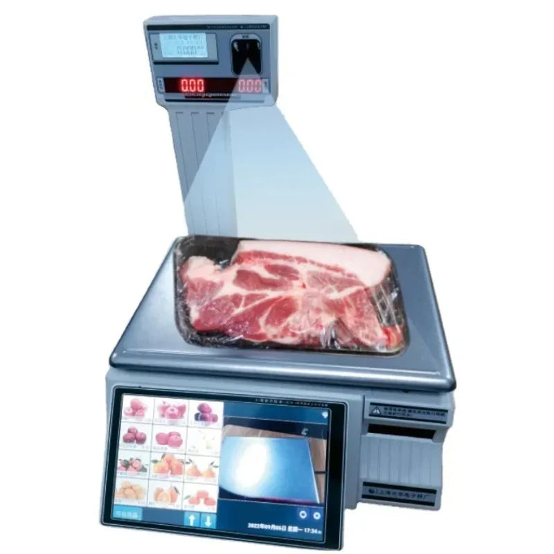 15kg Retail Shop Label Scale Display Touch Screen for Weighing Fruits Meat Vegetables - Shop Label Scale