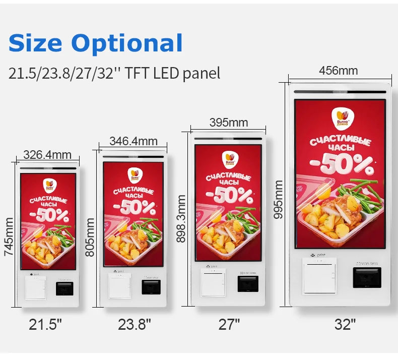 21.5 Inch Interactive Self Service Payment Kiosk Automatic Touch Screen Self Checkout Kiosk Machines for Restaurant