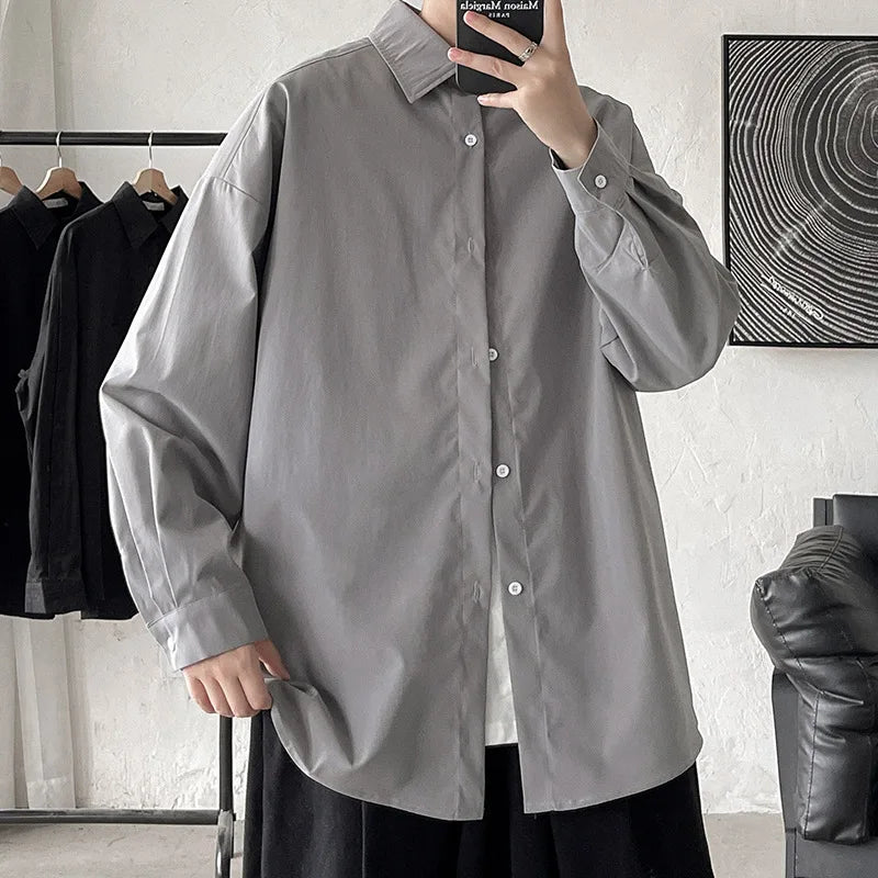 2025 Men Oversize Shirts Spring Long Sleeve Preppy Shirt Unisex Woman Casual Street Fashion Blouses Streetwear Men Clothing