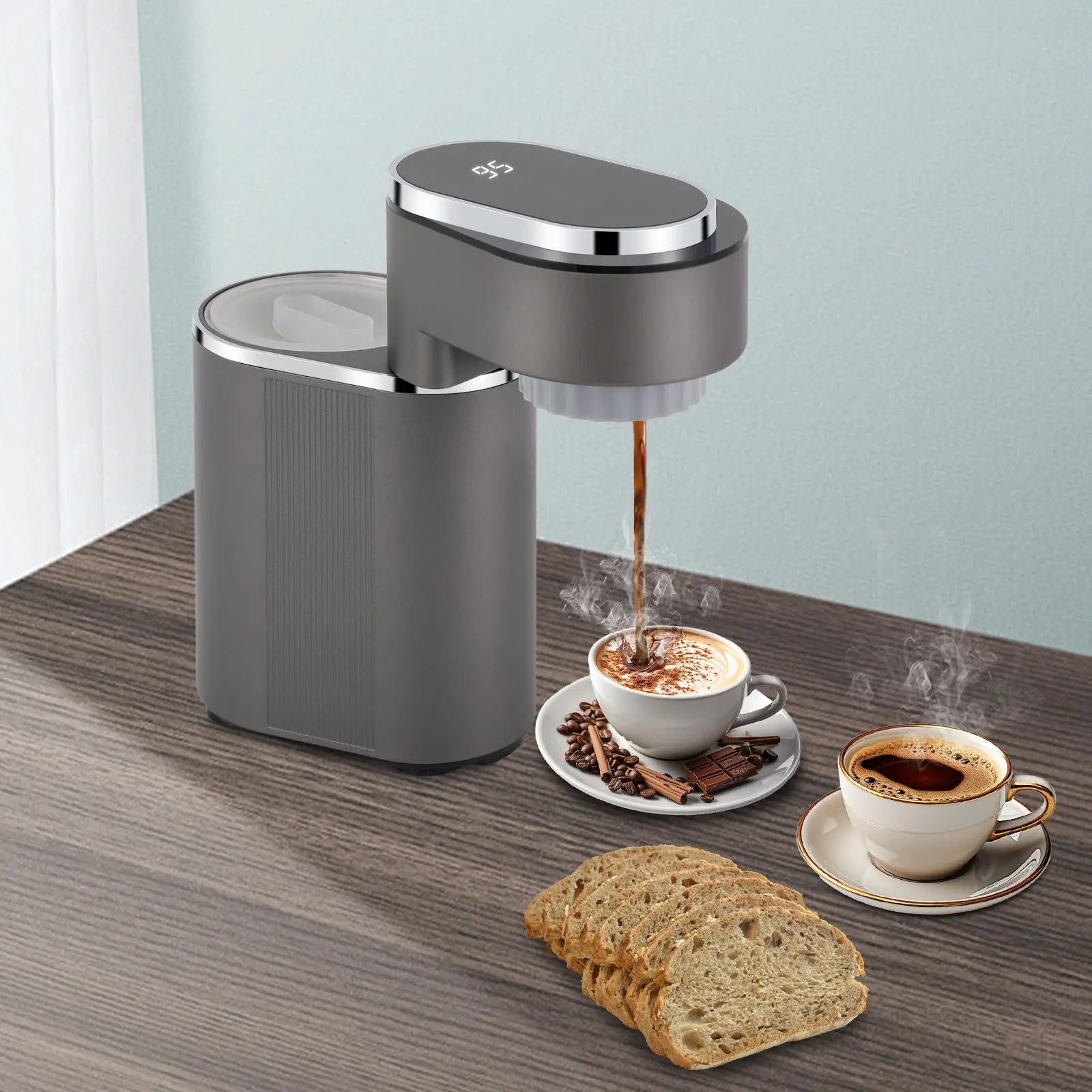 Mini Coffee Machine Travel Espresso Maker Coffee Latte Machine Temperature Adjustment Easy to Carry with Anti-slip Feet