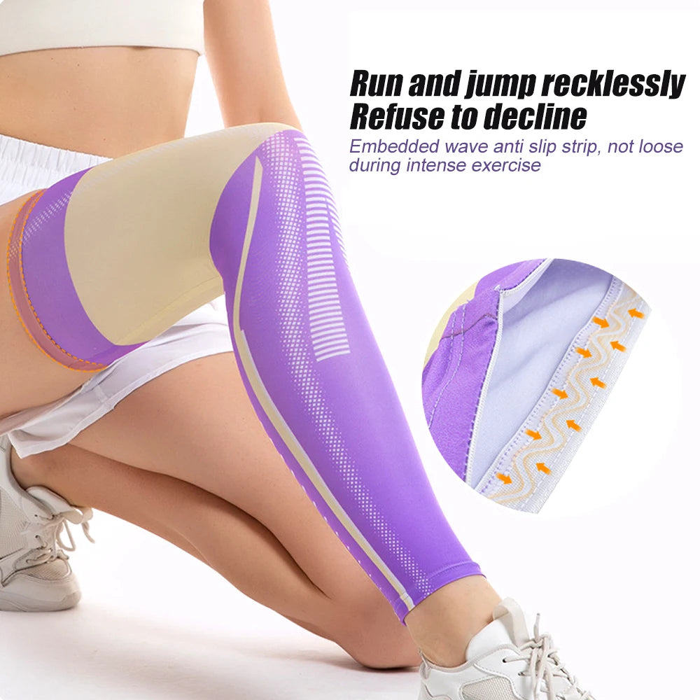 1PCs Compression Leg Sleeves Full Length for Varicose Veins Running Cycling Sports UV Protection Knee Support for Women Men