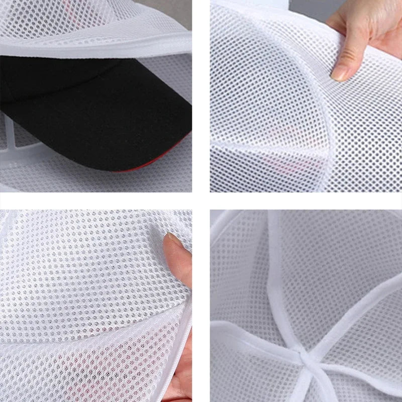Washing Machine Hat Wash Protector Cap Cleaner Laundry Bag  Small Clothes Wash Bag Anti-Deformation Mesh Organizer Zip Bags