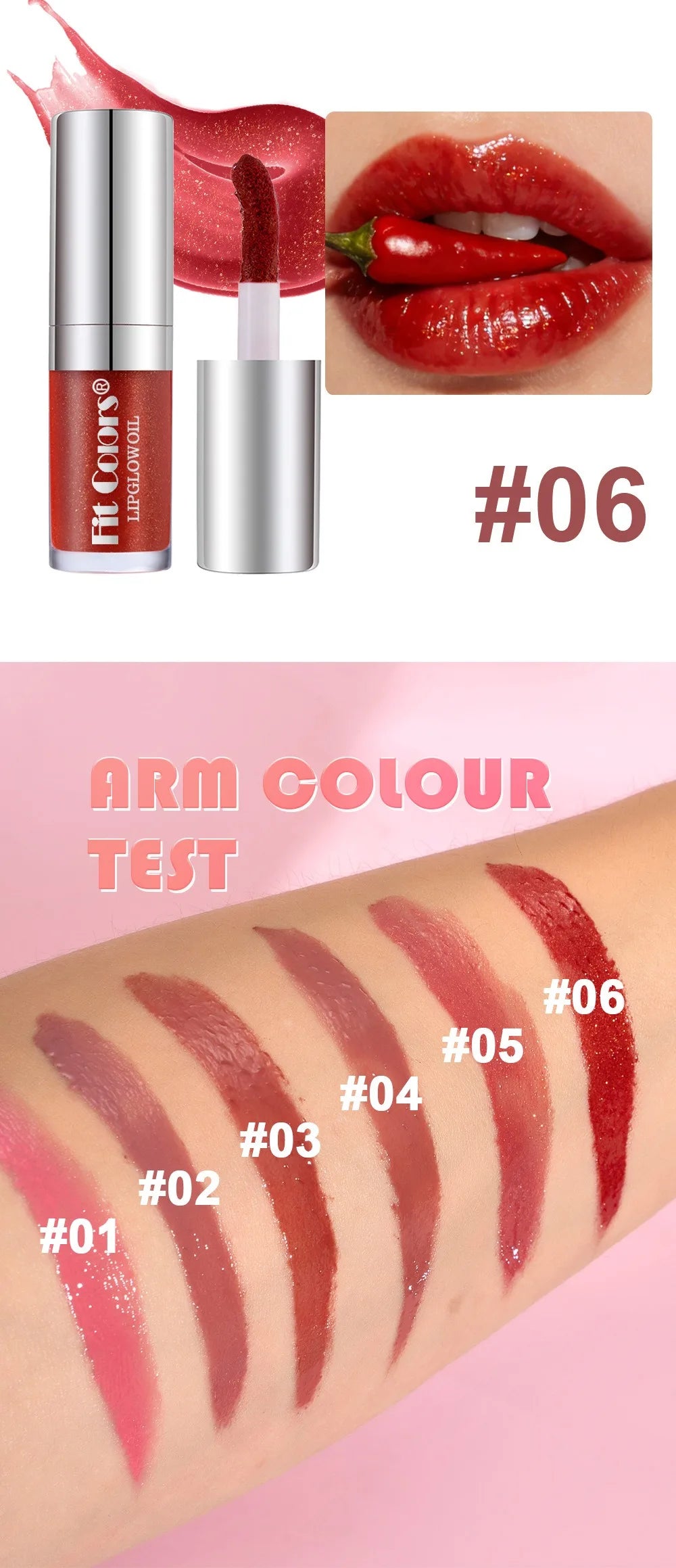 Moisturizing Mirror Effect Lip Gloss Lip Glaze 6 Colors Refreshing Non-Greasy Glossy Long-Lasting Liquid Lipstick Makeup