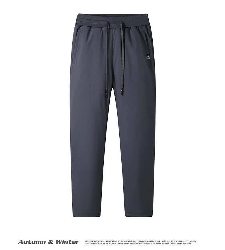 Plus Size 7XL 8XL Men's Winter Pant Fleece Velvet Plush Trouser Male Thermal Thick Warm Windproof Casual Joggers Waterproof Pant