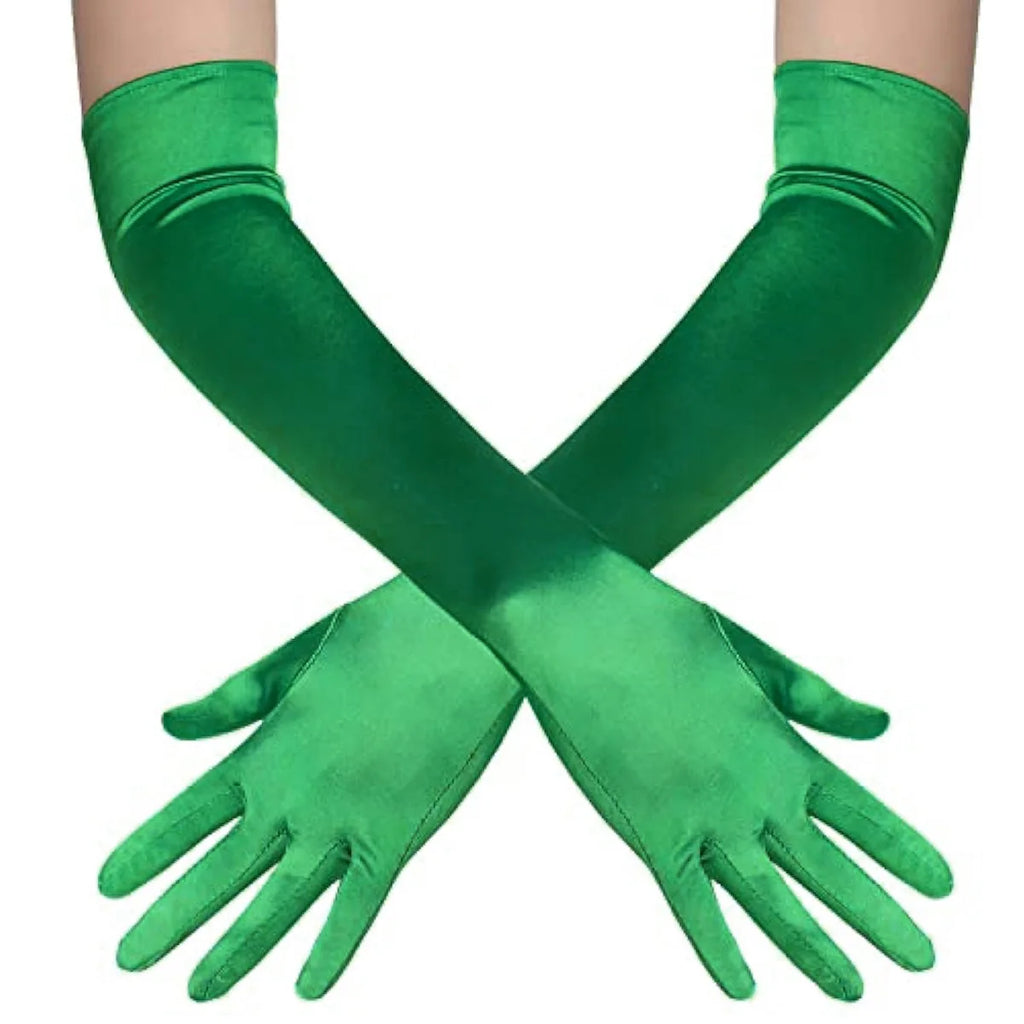 Women 55cm Solid Wedding Etiquette Evening Dress Opera/Elbow/Wrist Satin Stretch Long Gloves Retro Party Carnival Cosplay Gloves