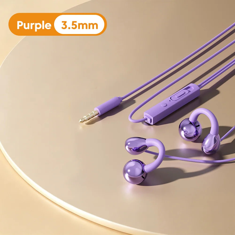 Clip-on Type C&3.5mm Wired Control Headphones HIFI Sound Sports Earbuds Gaming Headsets Earphones in HD Mic For iPhone 15 16 17