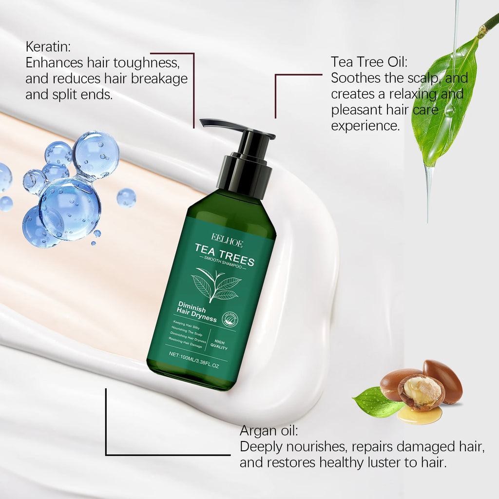 EELHOE Tea Tree Shampoo Repair Damaged Long Lasting Moisturizing Oil Control Dandruff Removal Gentle Cleansing Hair Care Shampoo