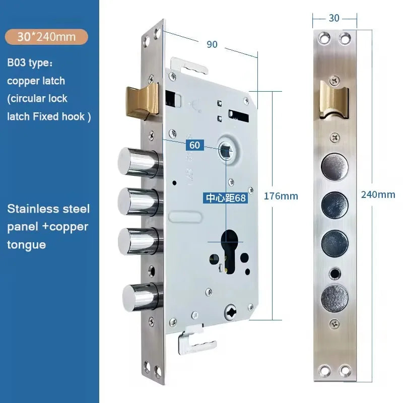 Stainless Steel Security Door Lock Body Smart Fingerprint Lock Body For Anti-theft  And 6068 Fingerprint Lock Body Accessories